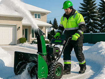 Man using snowblower