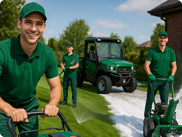 A team of professionals installing an irrigation system