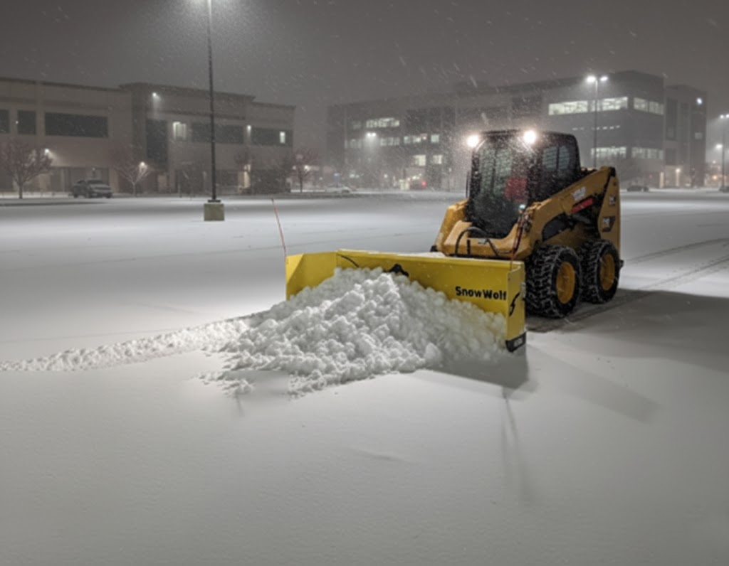 A landscaper mowing a lawn on a ride-on mower