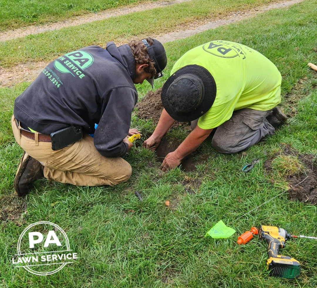 A picture of the irrigation installation crew