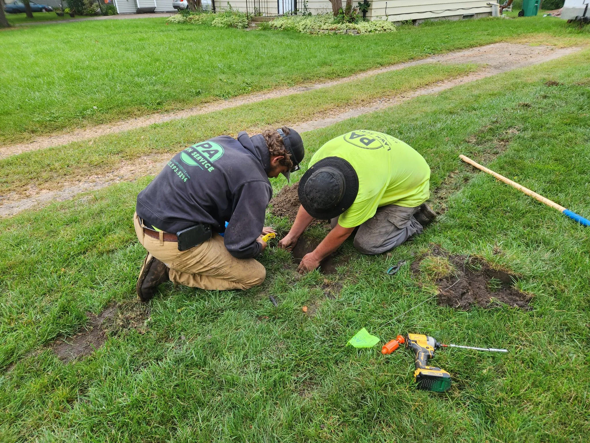 Our team working hard on an irigation installation