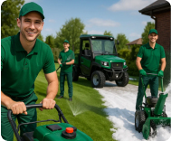 A landscaper working on an irrigation system