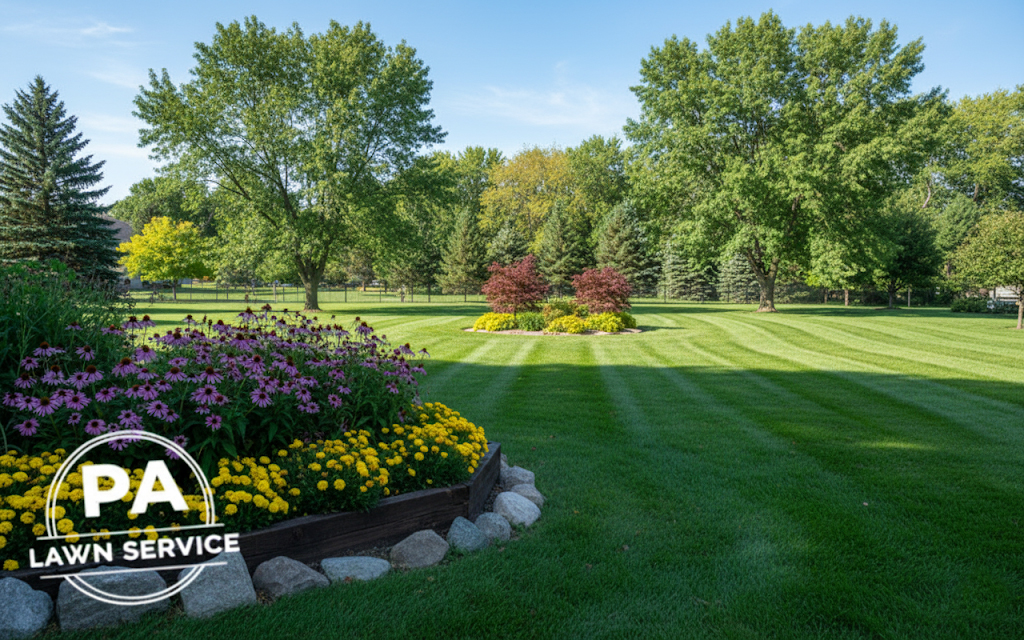 A landscaper using an edger to create a clean line along a driveway